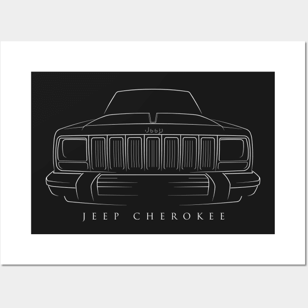 Jeep Cherokee XJ - front Stencil, white Wall Art by mal_photography